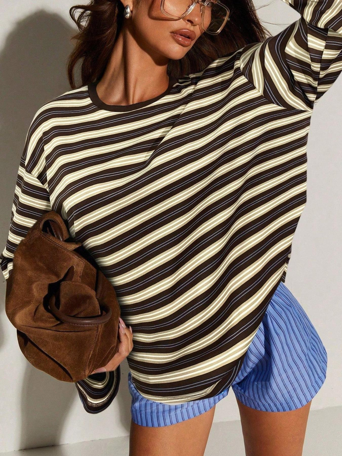 Playera Rayada de Manga Larga para Mujer - vista 7