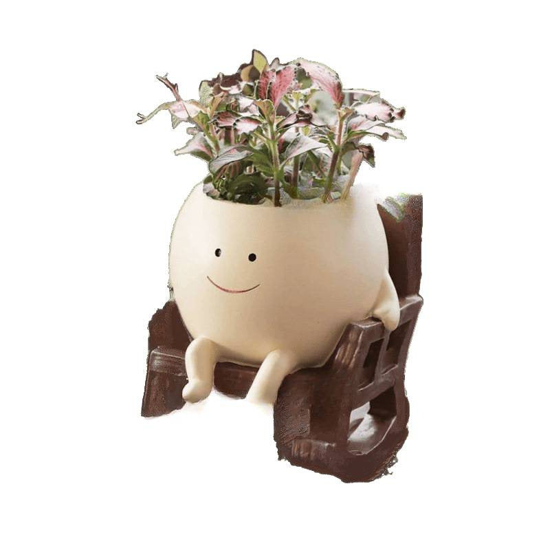 Smiling Face Rocking Chair Flowerpot