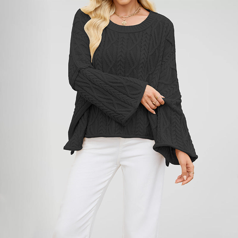 Womens Round Neck Knit Sweater