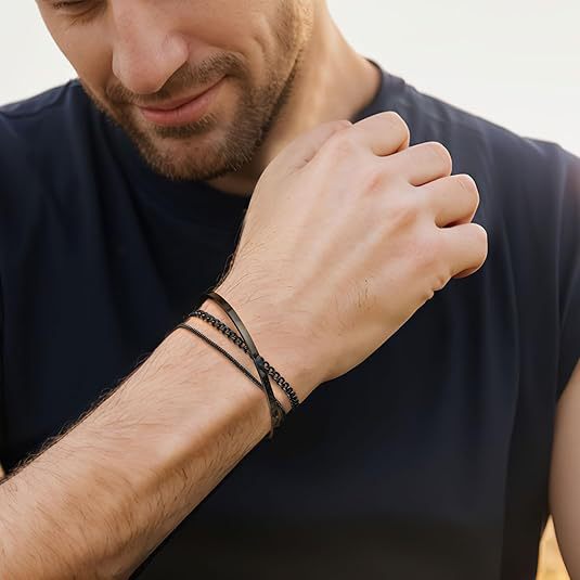 Set de Pulseras Geométricas de Acero Inoxidable - vista 5