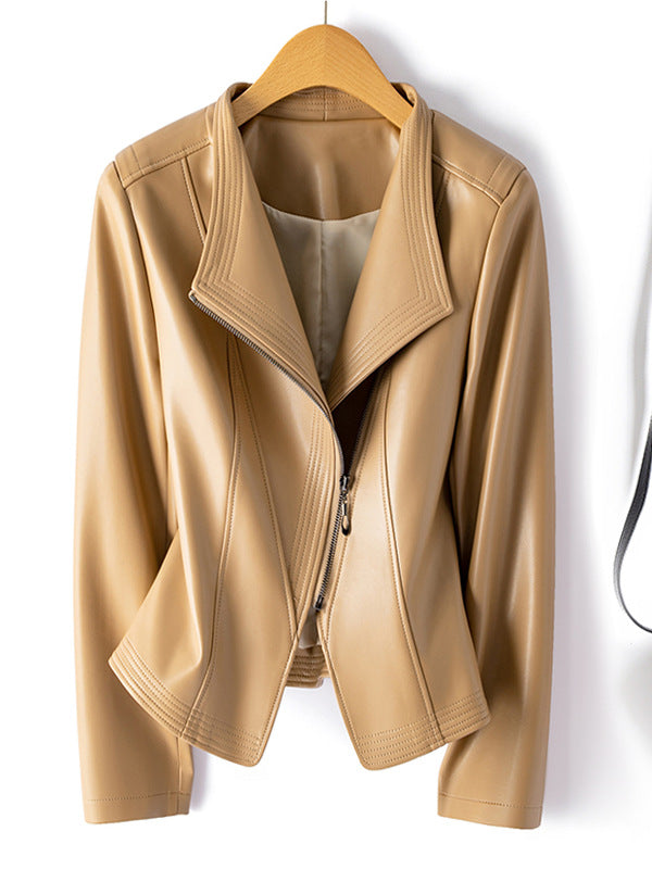 Chaqueta Biker de Cuero Sintético para Mujer
