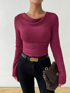 Pull ample en maille unie à manches longues pour femme