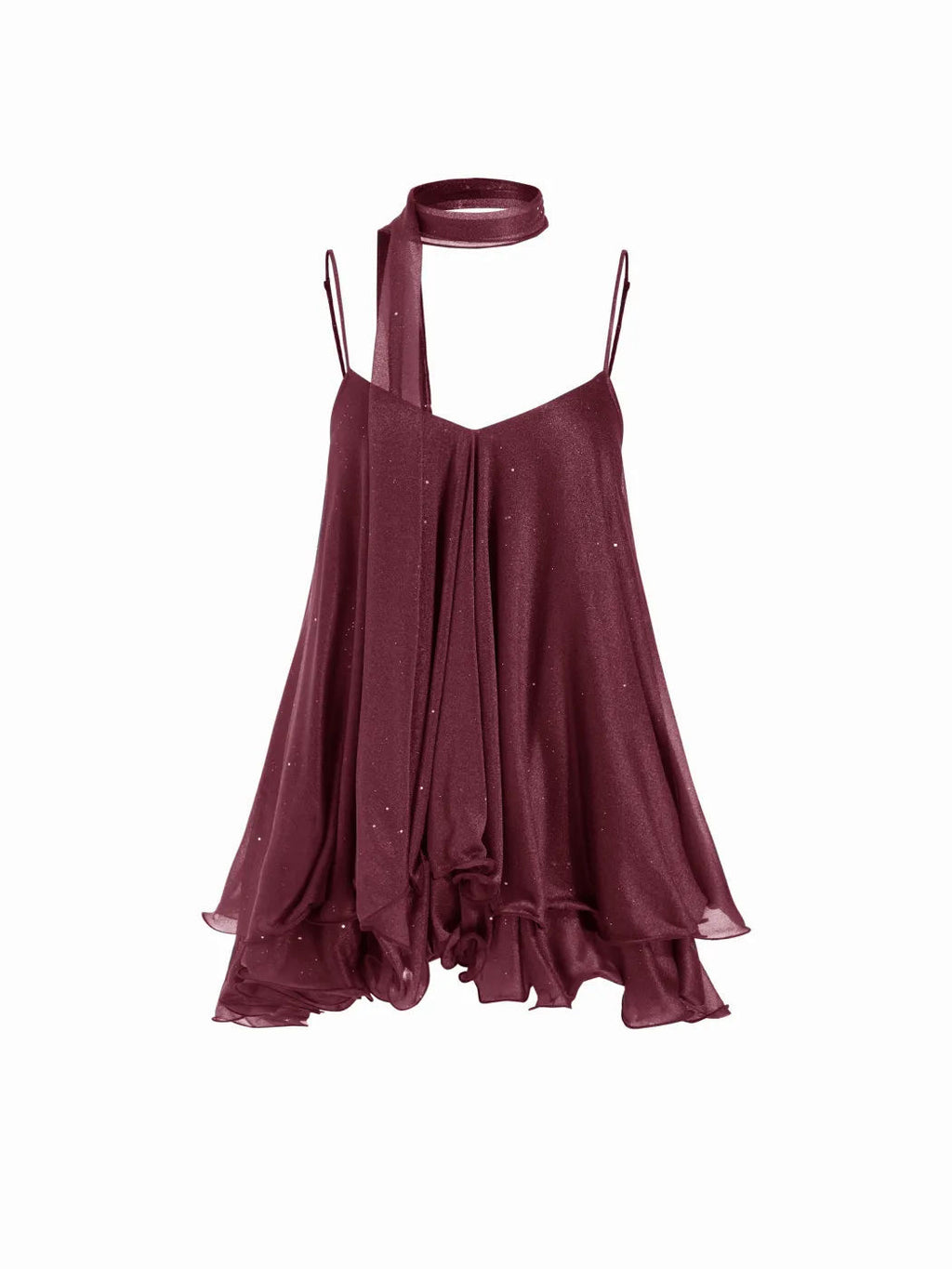 Sparkle Knit Halter Dress with Leaf Edge