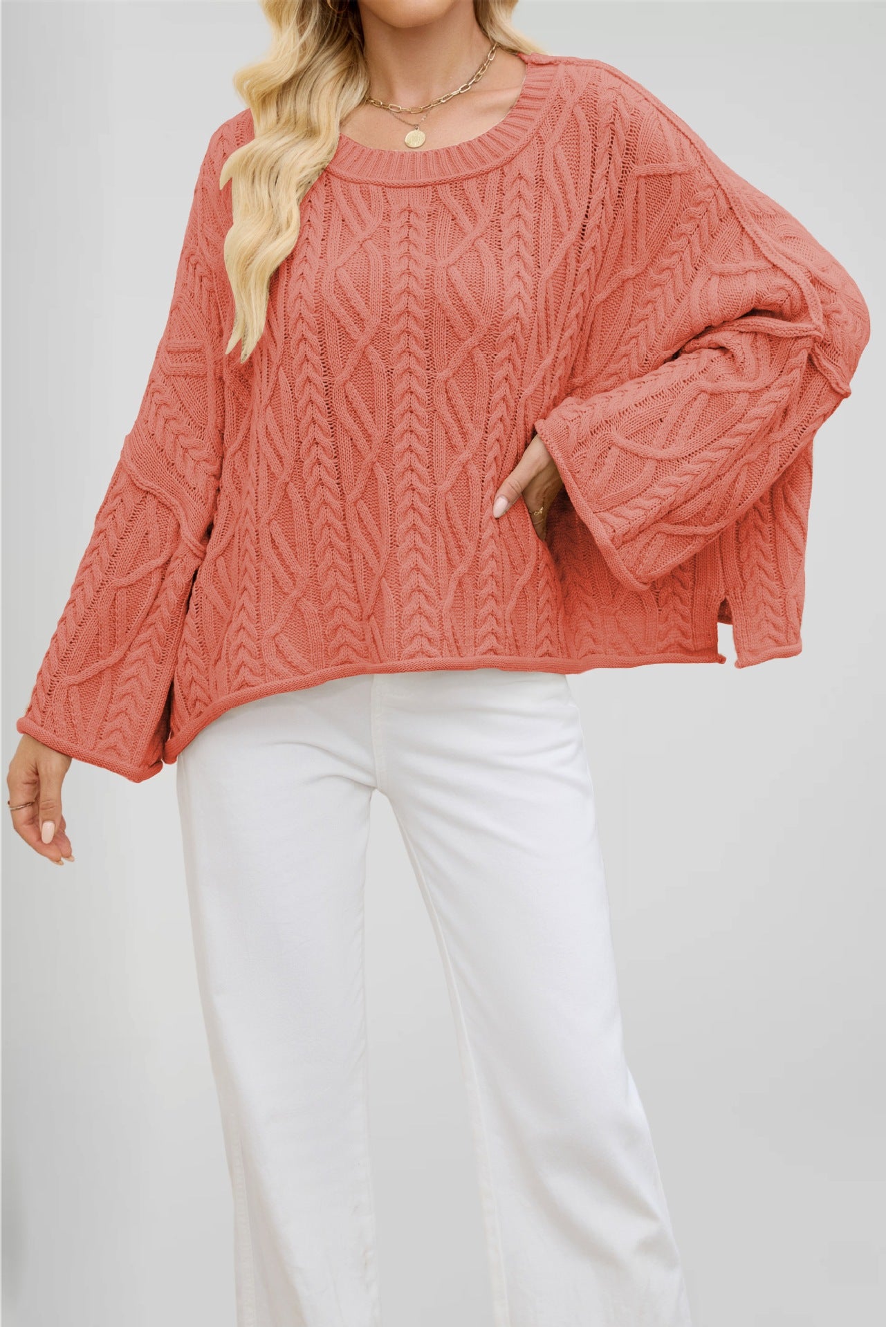 Womens Round Neck Knit Sweater