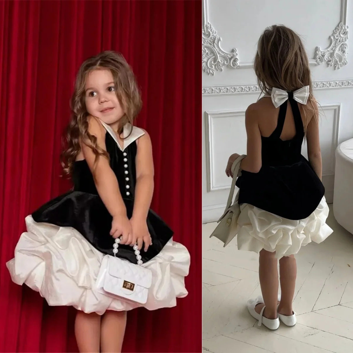 Vestido Formal Negro de Princesa para Niña con Cuello Halter | Imagen 8 | My Store Plus