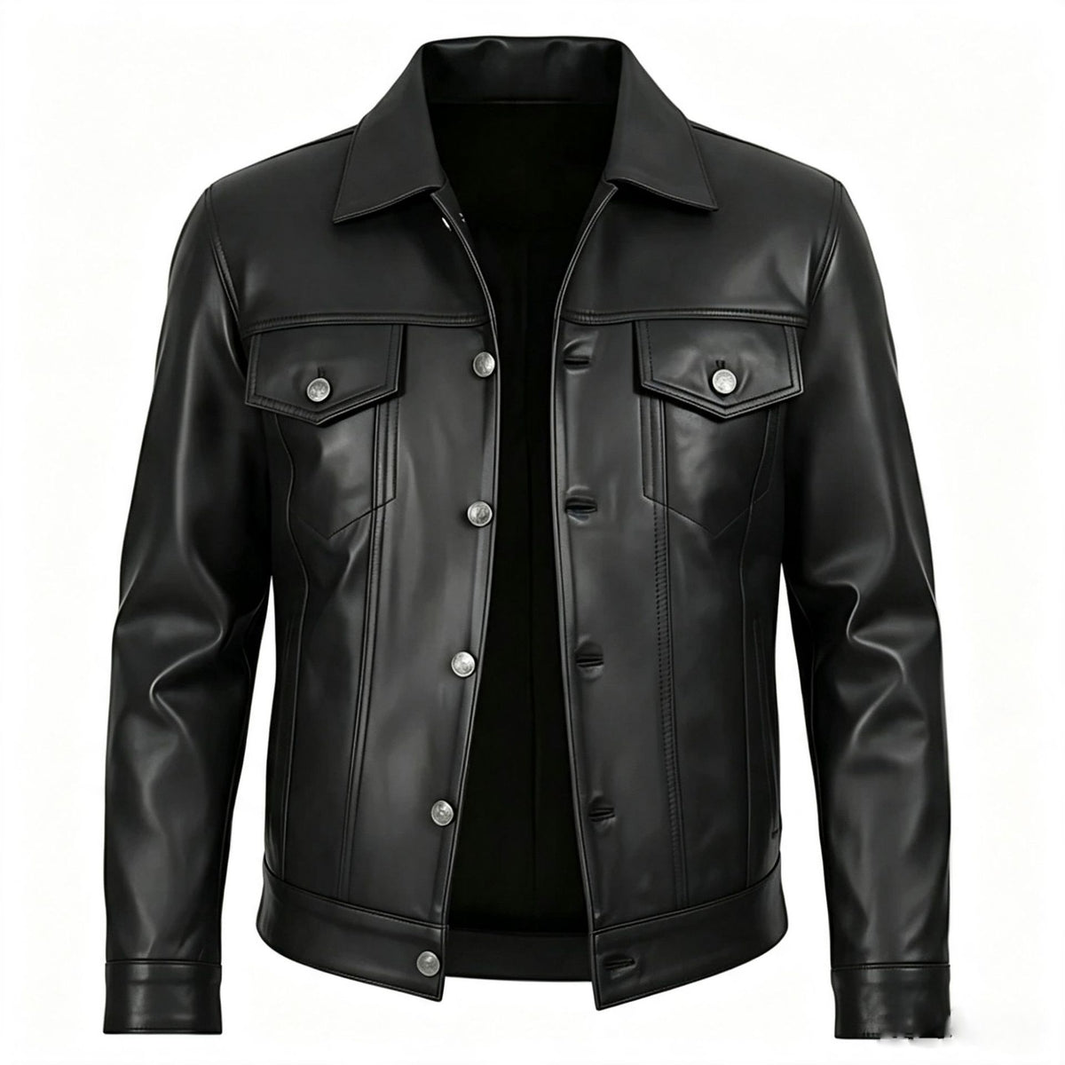 Chaqueta de Cuero Sintético con Solapa para Hombre - vista 3