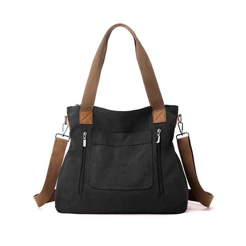 Bolso Tote de Lona para Mujer con Correa Ajustable y Cierre