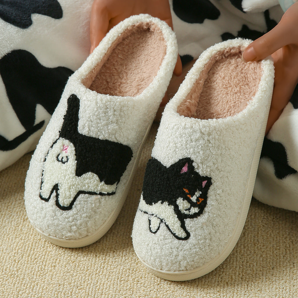 Cross-Border Cartoon Dachshund Closed-Toe Cotton Slippers, Plush Home Slippers for Autumn and Winter, Lightweight Indoor Maternity Slippers