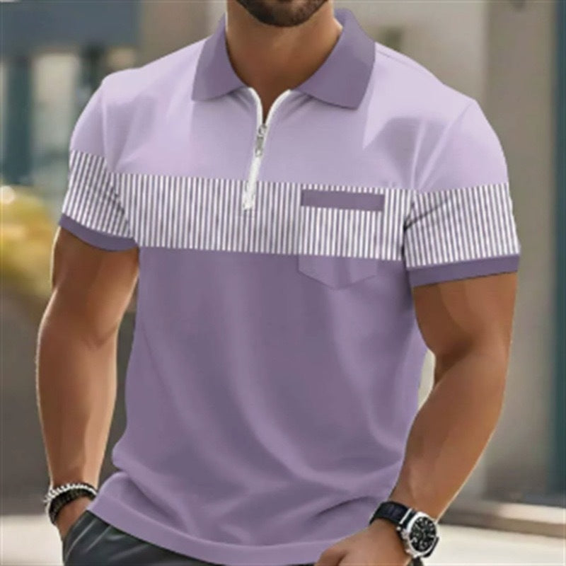Polo pour homme avec impression 3D et fermeture au niveau du col