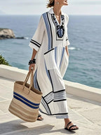 Robe caftan imprimée 3D col en V grandes tailles