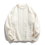 Pull homme col rond en maille torsadée
