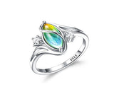 Oval Moonstone Zircon Geometric Ring