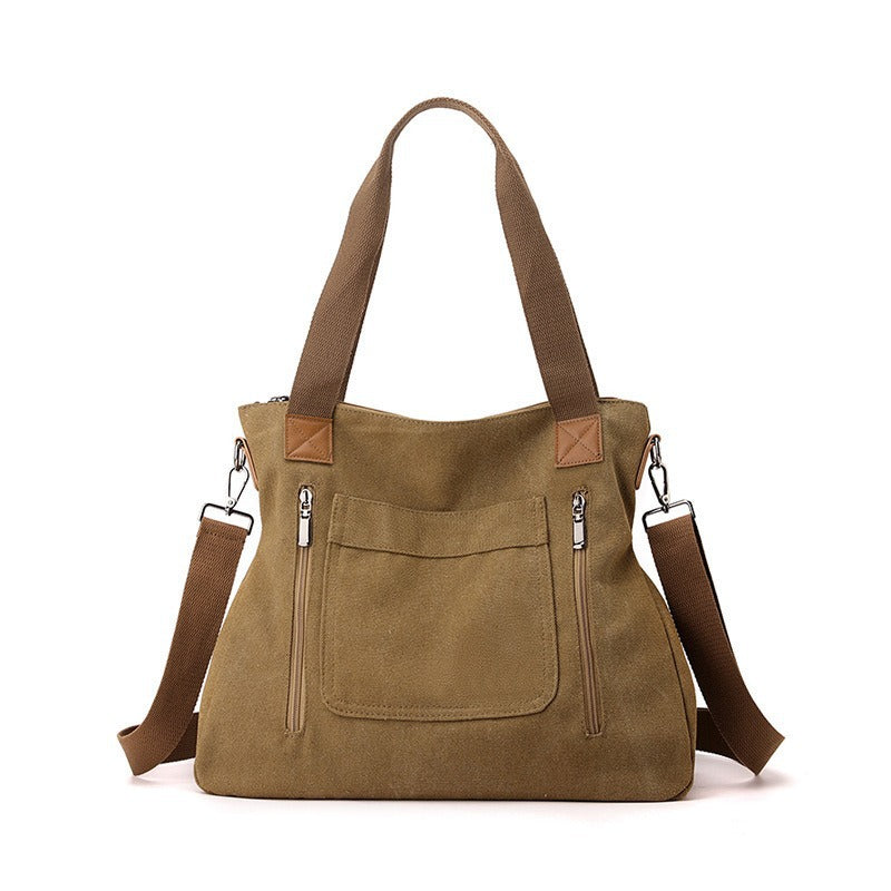 Bolso Tote de Lona para Mujer con Correa Ajustable y Cierre