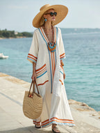 Robe caftan imprimée 3D col en V grandes tailles