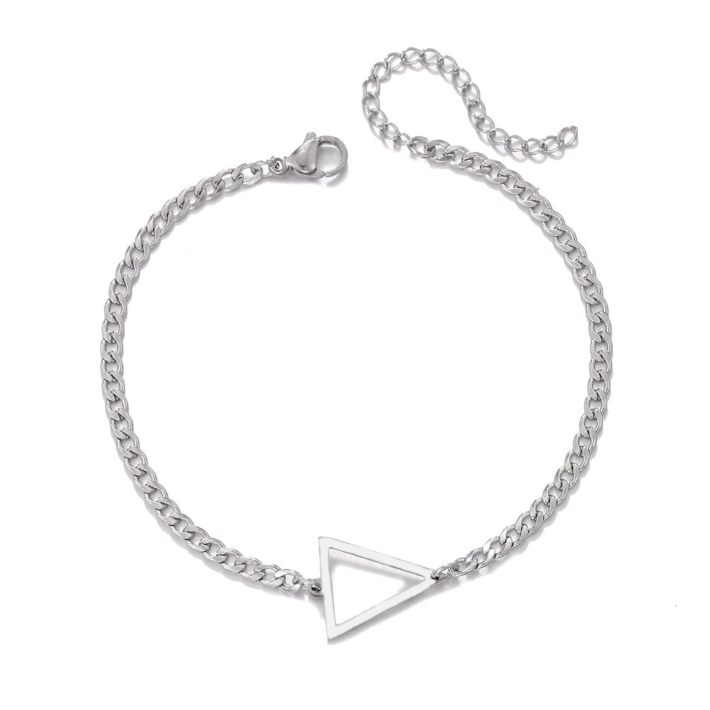 Geometric stainless steel triangle NK chain bracelet men hip hop cross love charm bracelet for women