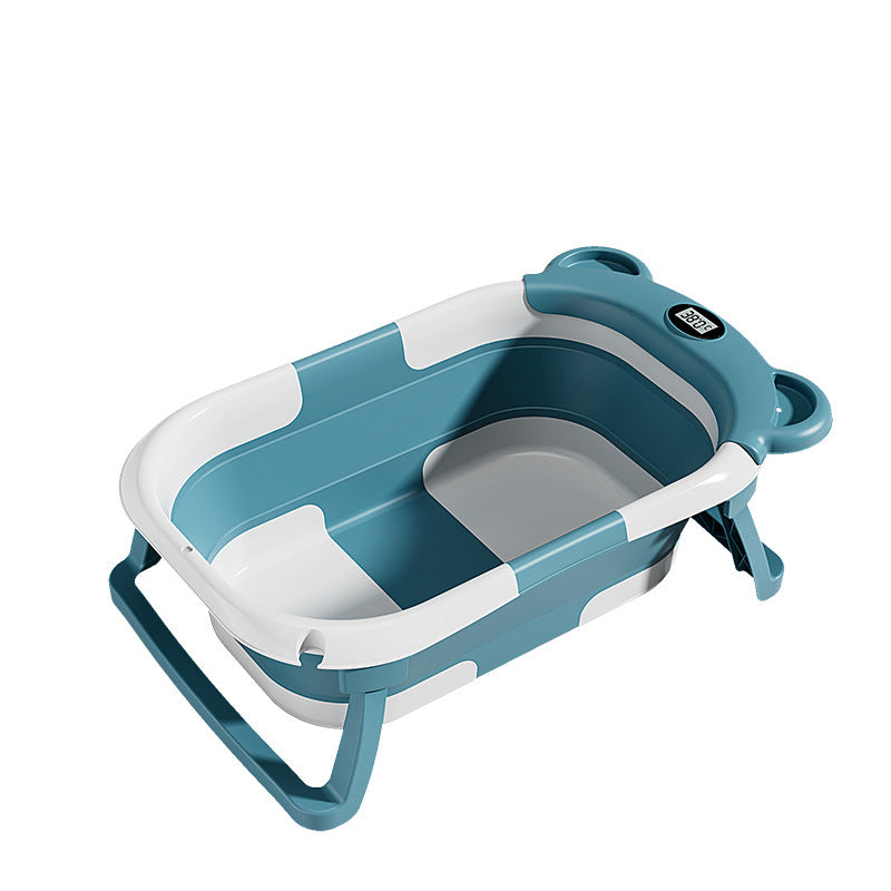 Baignoire pliante pour bébé avec capteur de température et tapis