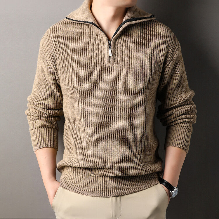 Pull en maille pour homme à col roulé et manches longues