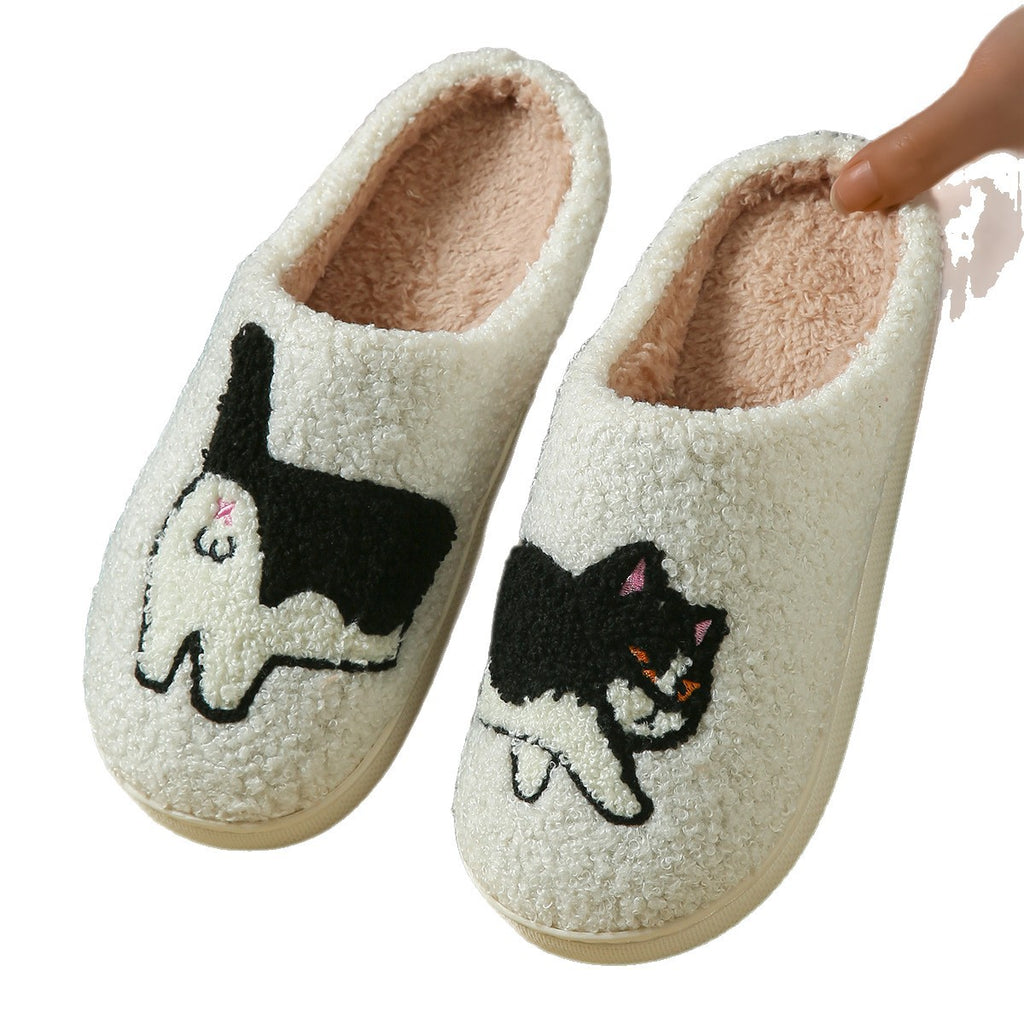 Cross-Border Cartoon Dachshund Closed-Toe Cotton Slippers, Plush Home Slippers for Autumn and Winter, Lightweight Indoor Maternity Slippers