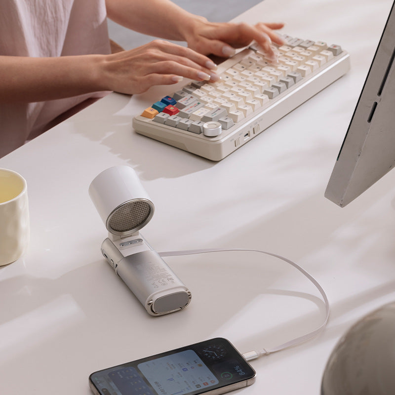 Handheld Mini Fan with Cooling Ice Compress and Retractable USB Cable