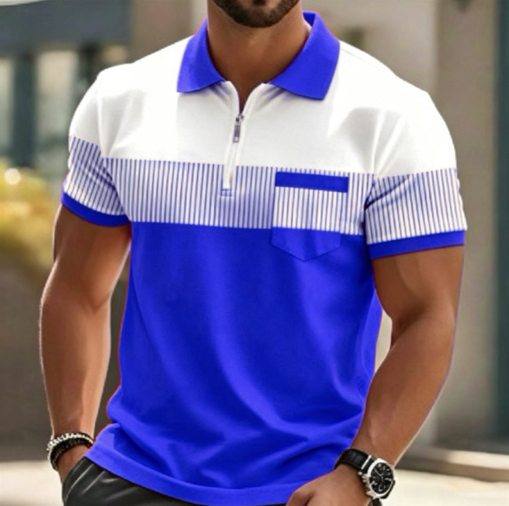 Polo pour homme avec impression 3D et fermeture au niveau du col
