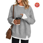 Sweat-shirt ample pour femme, à manches longues, doux et décontracté