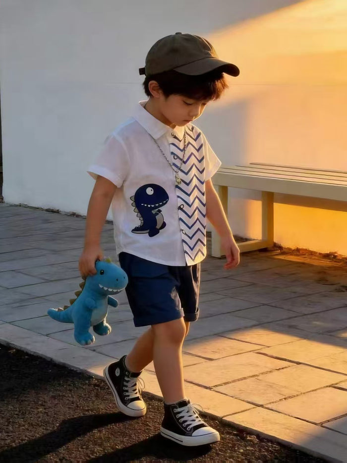Conjunto Infantil de Camisa y Short con Dinosaurios