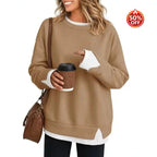 Sweat-shirt ample pour femme, à manches longues, doux et décontracté