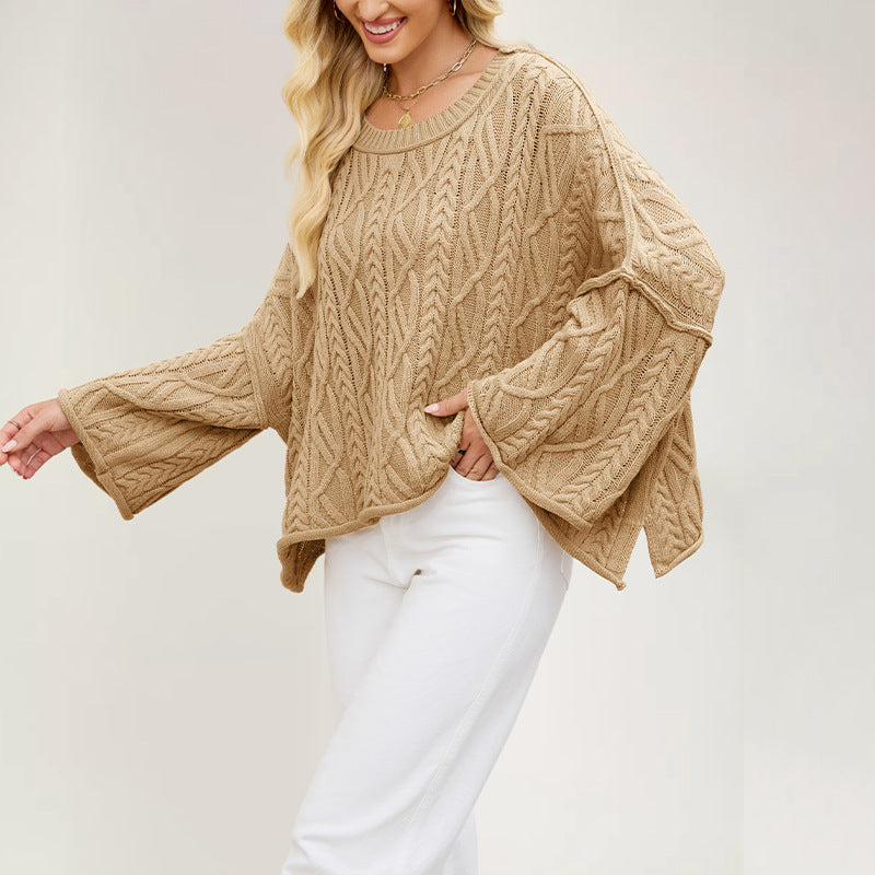 Womens Round Neck Knit Sweater