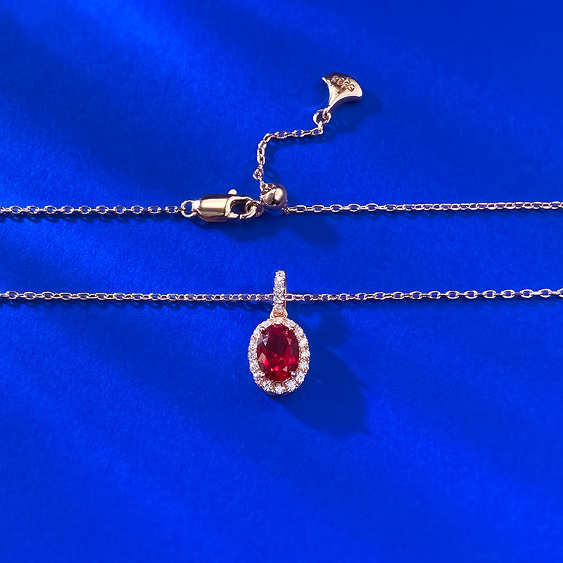 Adjustable S925 Silver Oval Pendant Necklace
