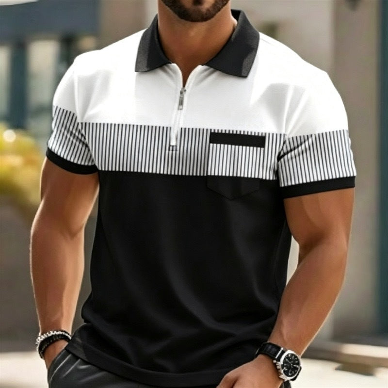 Polo pour homme avec impression 3D et fermeture au niveau du col