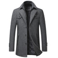 Manteau classique en laine pour homme, longueur mi-longue avec revers