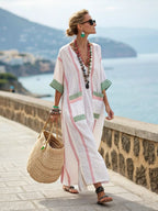 Robe caftan imprimée 3D col en V grandes tailles