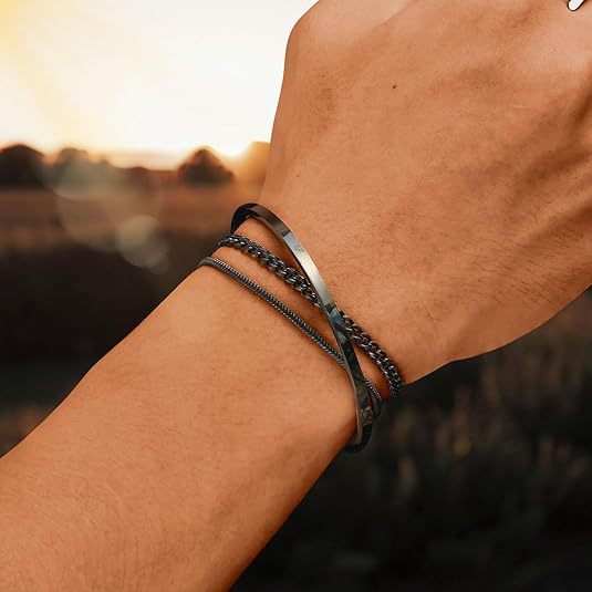 Geometric Stainless Steel Bracelet Set