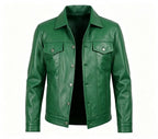 Veste en Similicuir pour Homme avec Revers et Coupe Slim