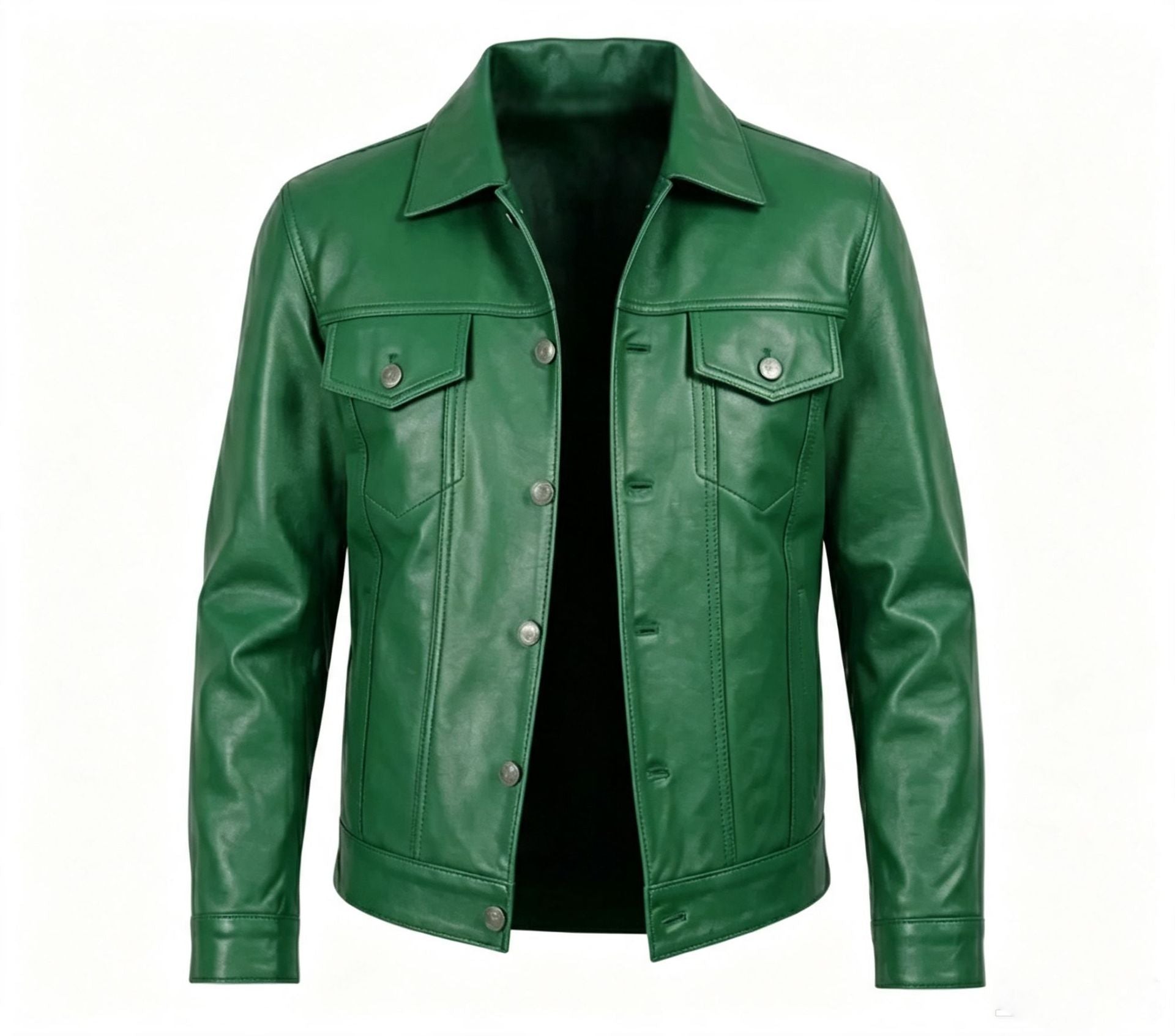 Veste en Similicuir pour Homme avec Revers et Coupe Slim