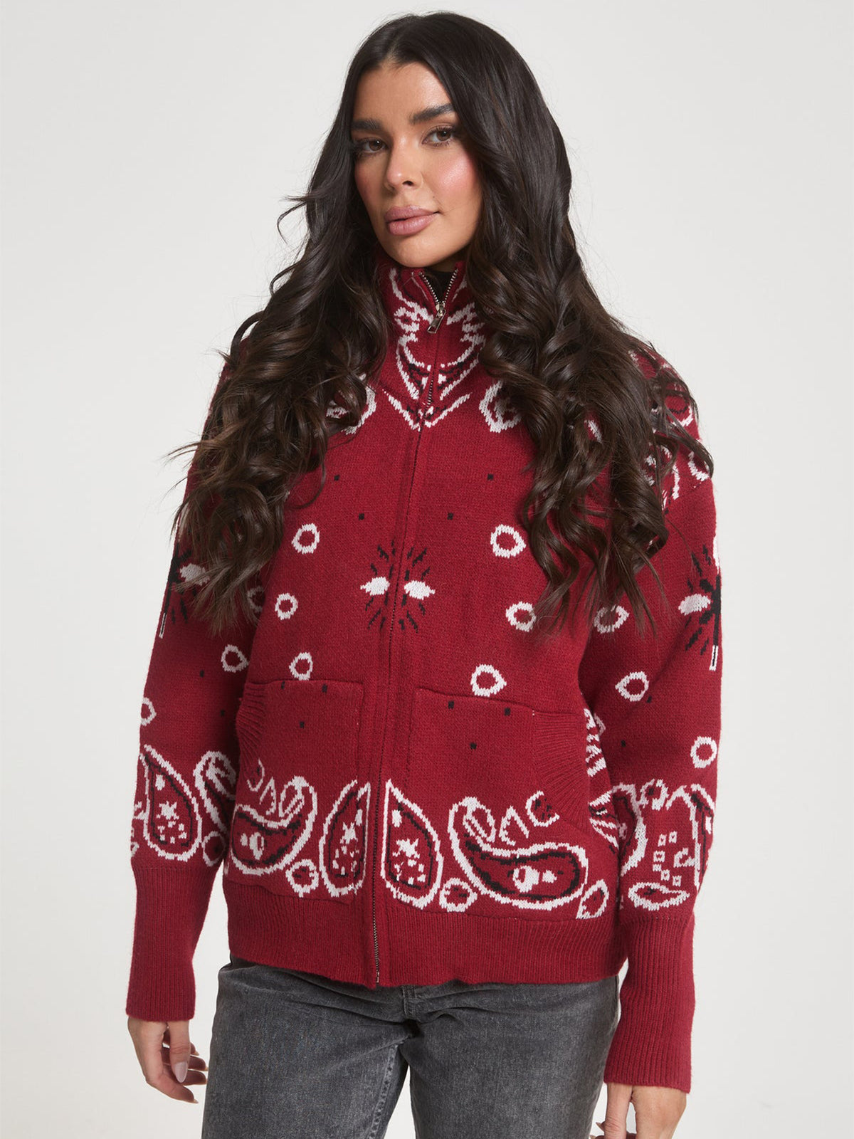 Cárdigan Tejido Retro con Estampado Paisley - vista 10
