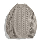 Pull homme col rond en maille torsadée