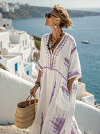 Robe caftan imprimée 3D col en V grandes tailles