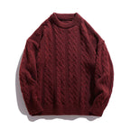 Pull homme col rond en maille torsadée