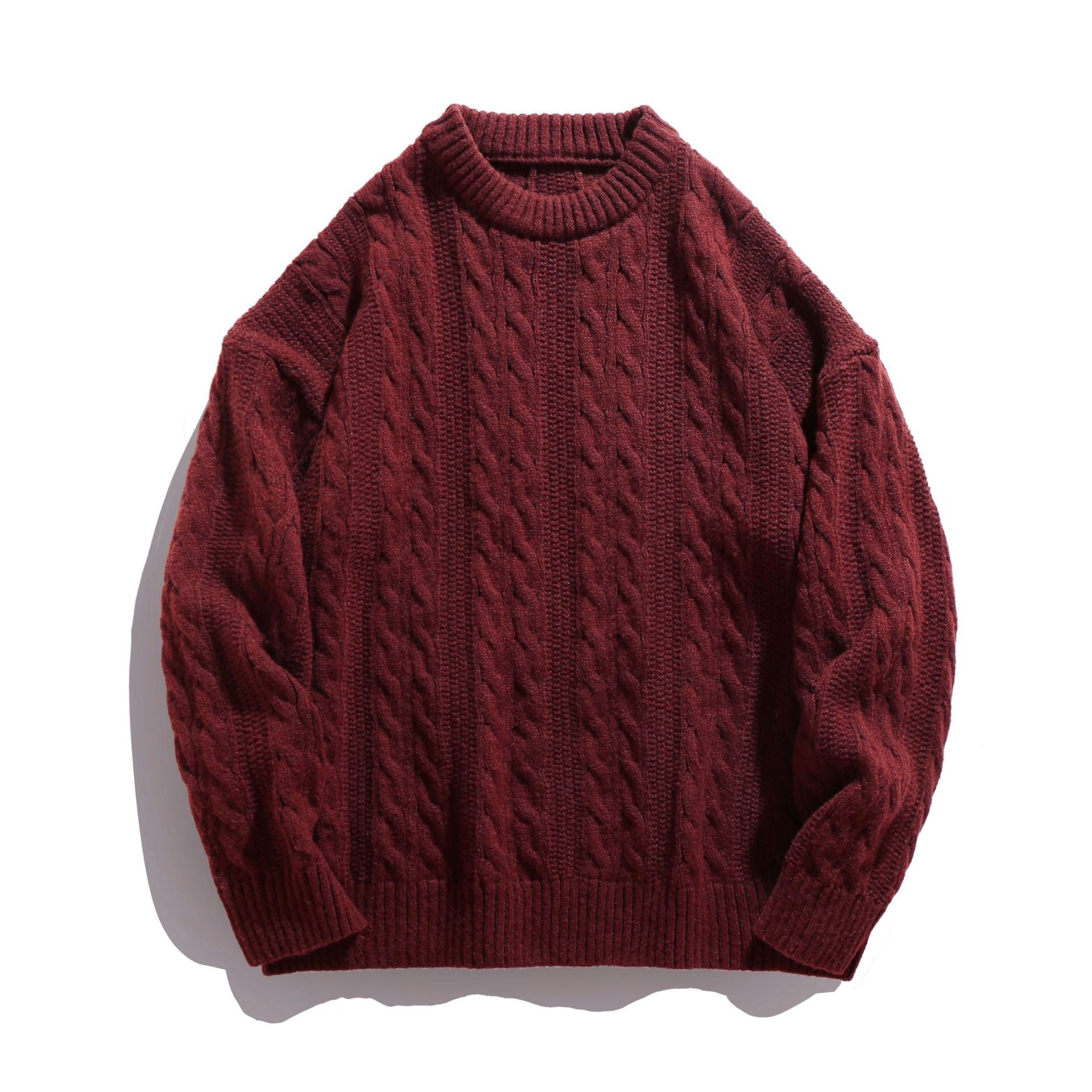 Pull homme col rond en maille torsadée