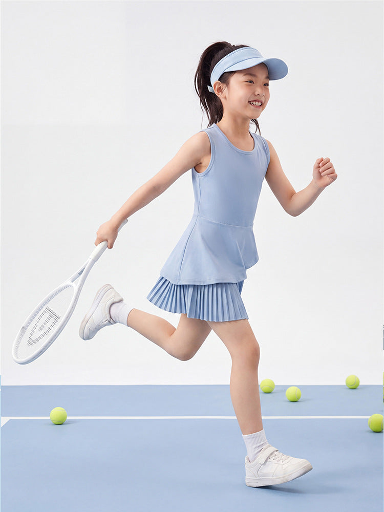 Girls Tennis Skirt Pleated Dress Anti-Exposure Quick Dry