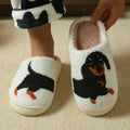 Cross-Border Cartoon Dachshund Closed-Toe Cotton Slippers, Plush Home Slippers for Autumn and Winter, Lightweight Indoor Maternity Slippers