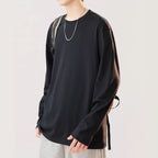 T-shirt épais en coton pour homme, manches longues et coupe ample
