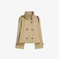 Trench-coat court pour femme avec ceinture et double boutonnage
