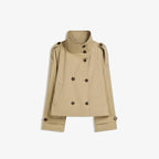 Trench-coat court pour femme avec ceinture et double boutonnage