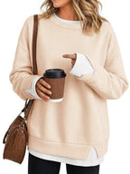 Sweat-shirt ample pour femme, à manches longues, doux et décontracté