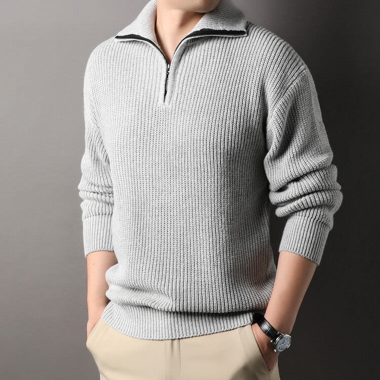 Pull en maille pour homme à col roulé et manches longues