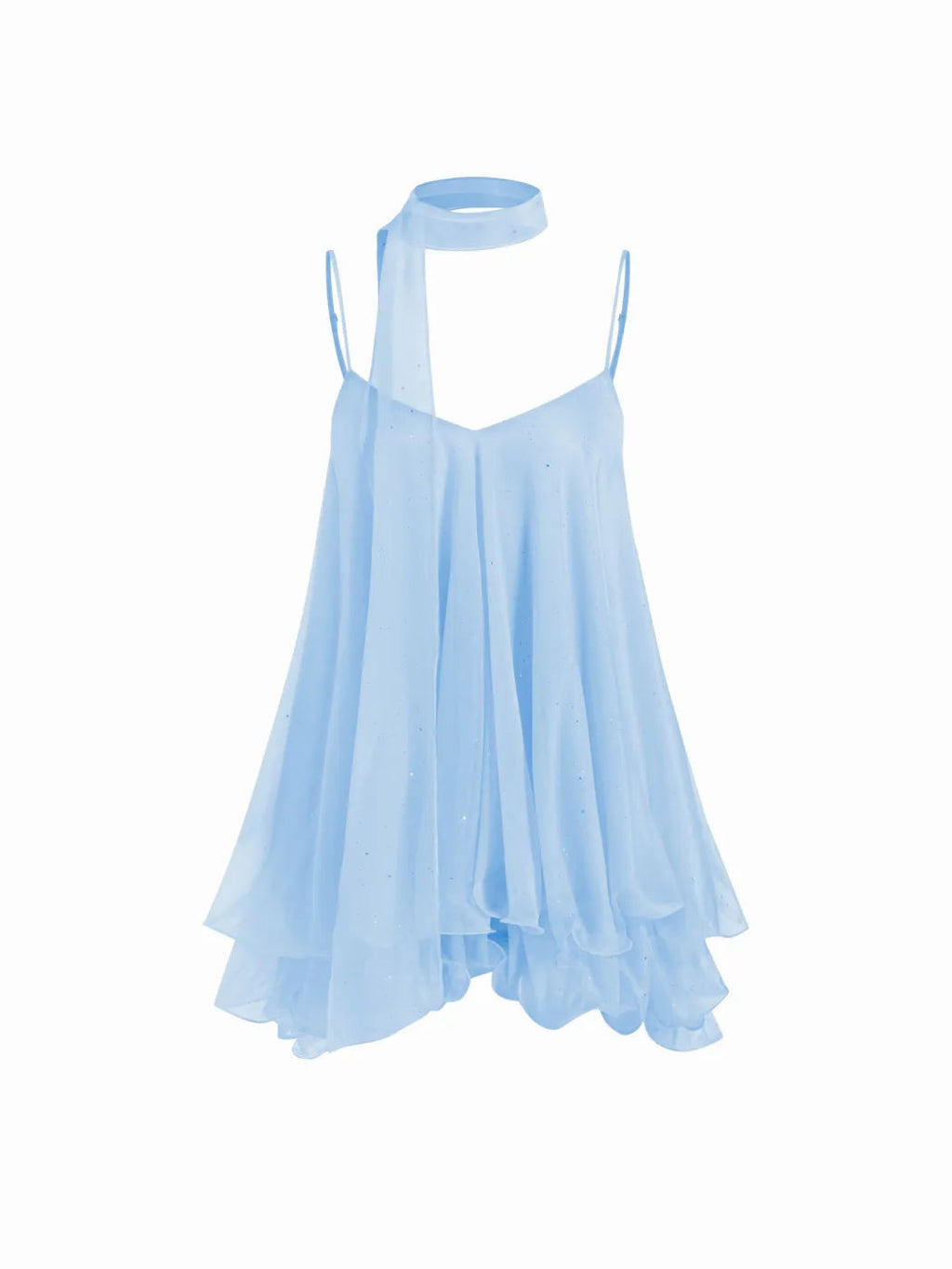 Sparkle Knit Halter Dress with Leaf Edge