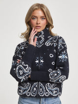 Cárdigan Tejido Retro con Estampado Paisley