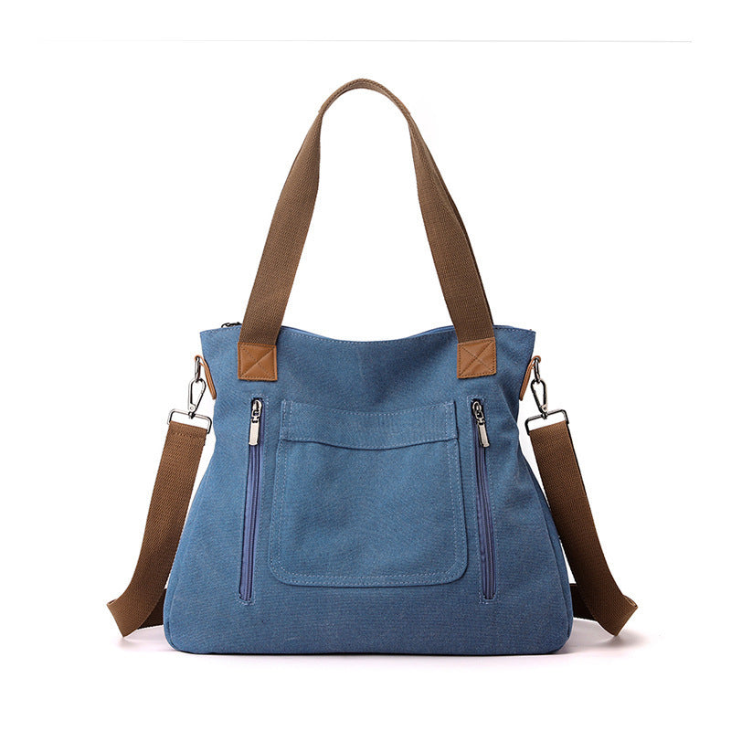 Bolso Tote de Lona para Mujer con Correa Ajustable y Cierre